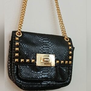 Michael Kors Black Leather N Gold Studded Women's Crossbody/shoulder Bag